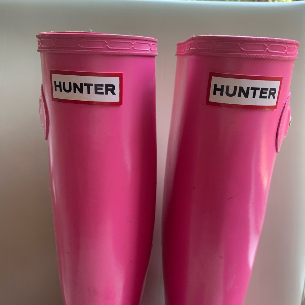 Hot pink original gloss tall hunter boots - Picture 2 of 5